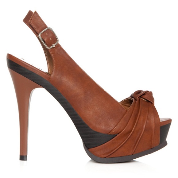 RARE! JustFab “Giorgia” Cognac Platform Heels 8 - Picture 1 of 5